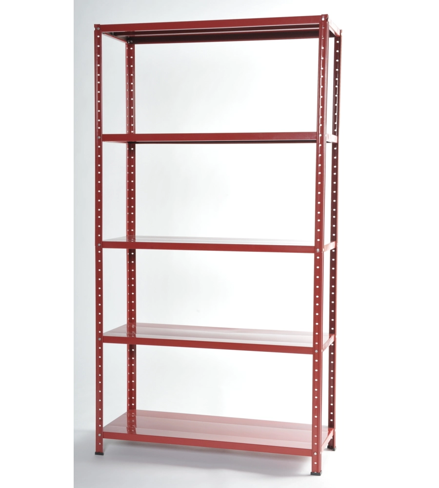 Scaffale in metallo rosso in kit con 5 ripiani, 100x40x185 cm - grima