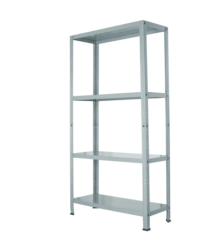 Scaffale in metallo grigio in kit con 4 ripiani, 75x30x145 cm - grima