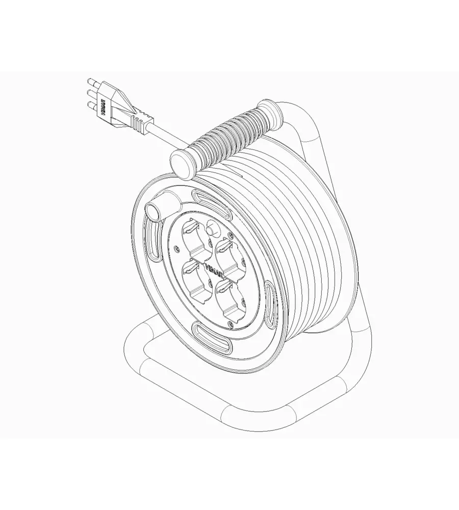 Avvolgicavo vimar 16a 4 uscite universali, 15 metri