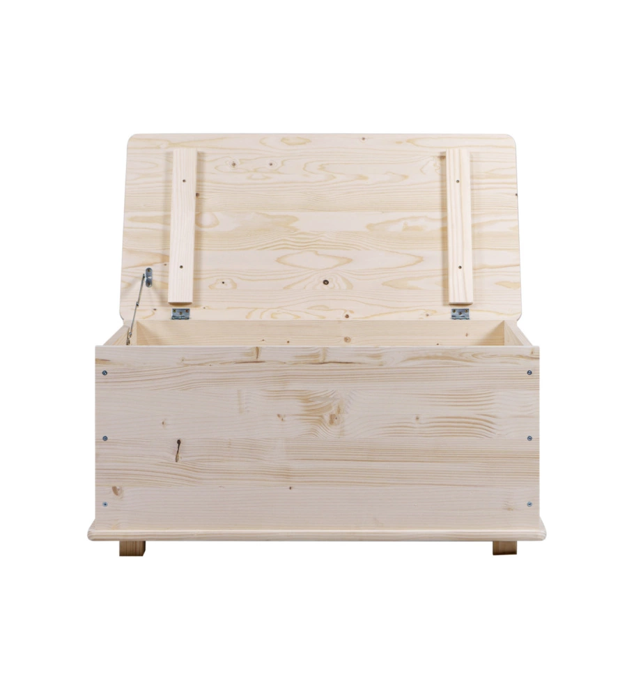 Baule portatutto in legno con piedini con capacitÀ 90 litri, 90x45x45 cm