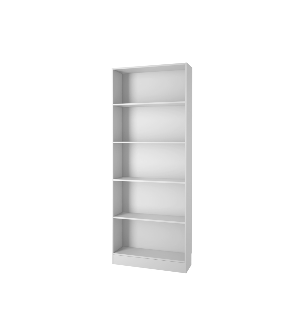 Libreria larga con 4 ripiani bianca, 79x26,7x203 cm