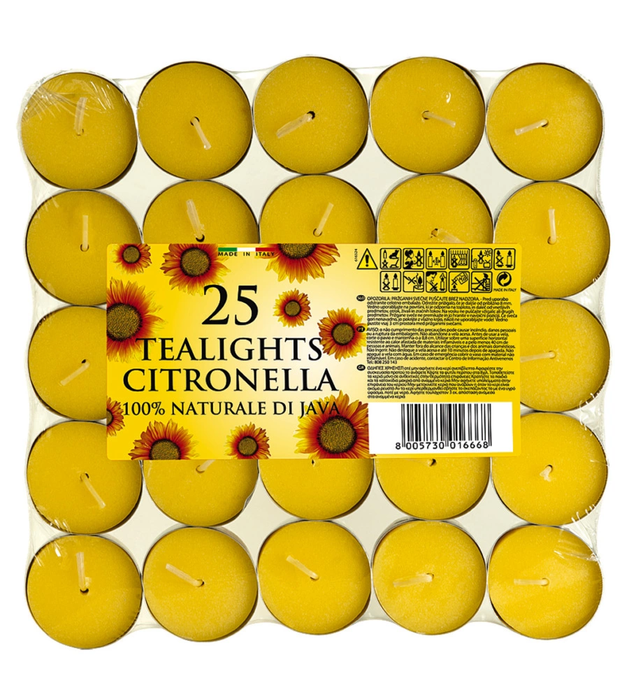 Candele tealights "pantelleria" alla citronella - 25 pezzi