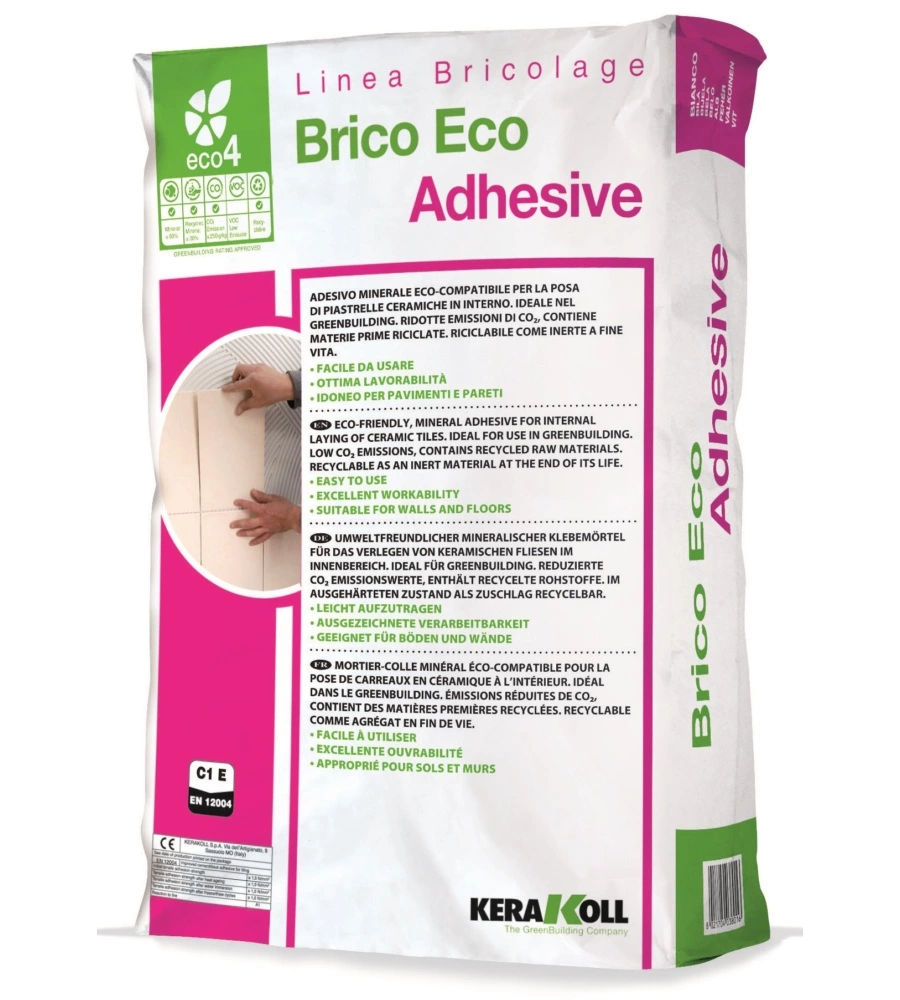 Adesivo minerale "brico eco adhesive" c1 da 25 kg - kerakoll.