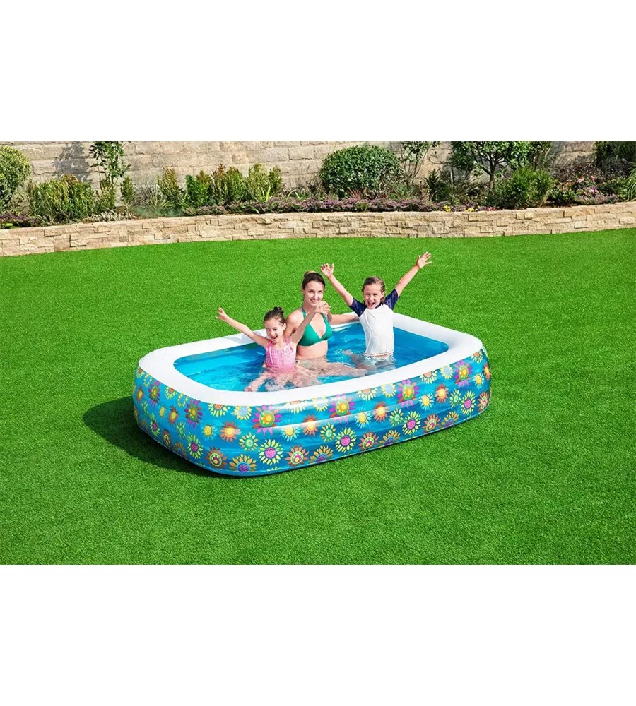 Piscina gonfiabile rettangolare bestway "family" con fantasie 229x152x56 cm - cod. 54120