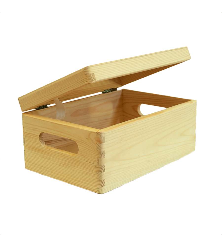 Scatola Multiuso Con Coperchio wood Box In Legno Marrone Chiaro, 30x20x14  Cm in vendita online