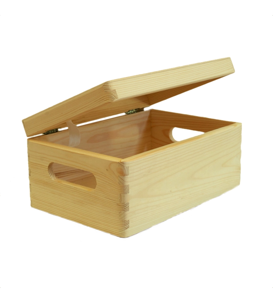 Scatola multiuso con coperchio "wood box" in legno marrone chiaro, 30x20x14 cm