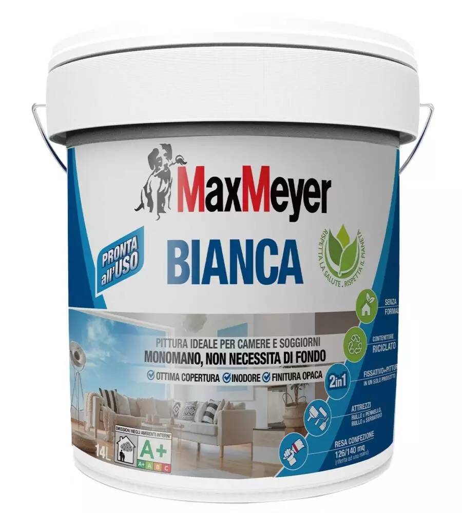 Pittura bianca monomano max meyer colore bianco, 14 litri