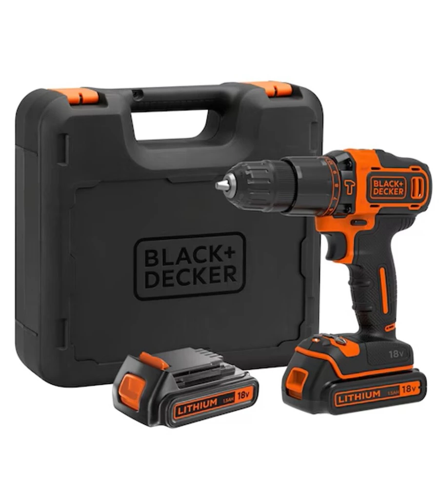 Kit valigetta trapano avvitatore a percussione a batteria black+decker "bdchd18kb" 40 nm 2 x 18v