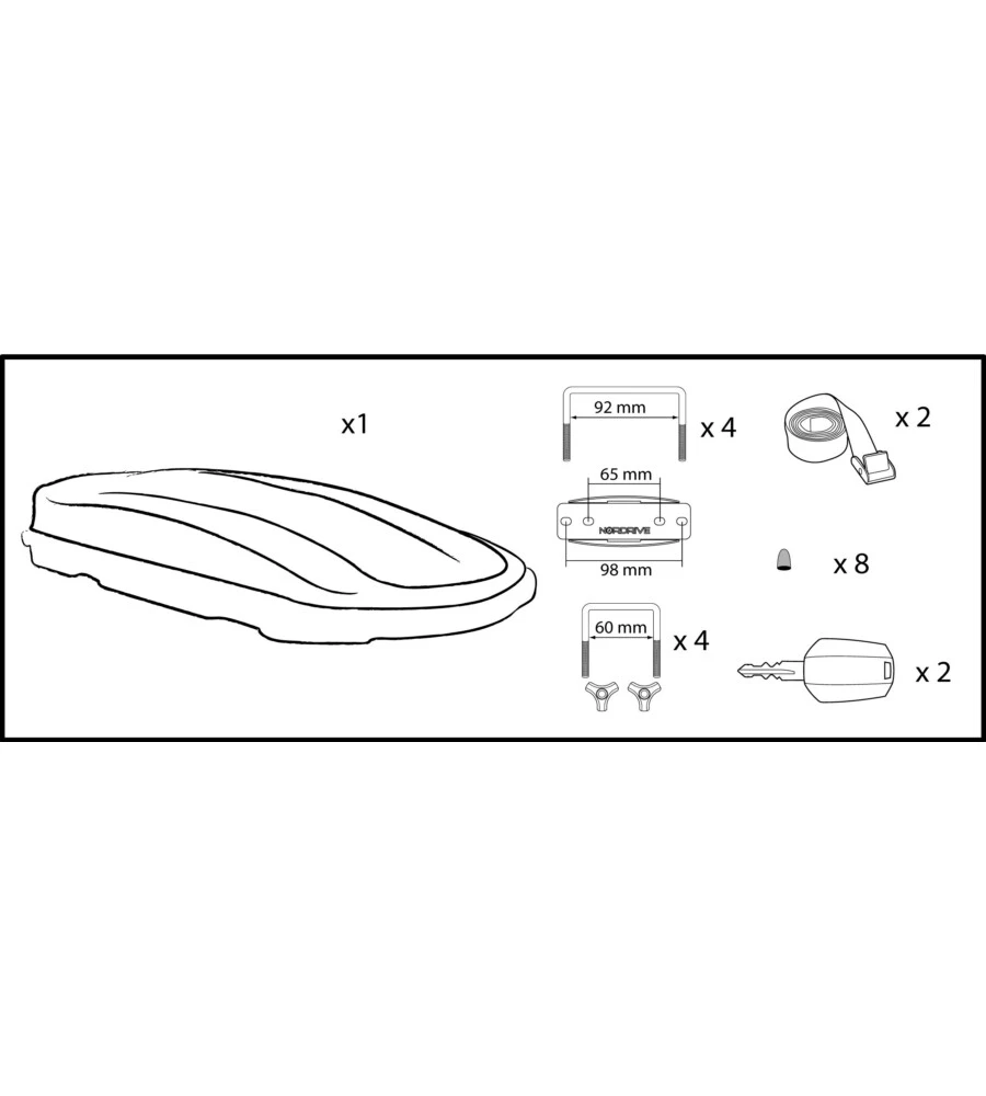 Box tetto per auto 530 litri  in abs grigio goffrato - n60020