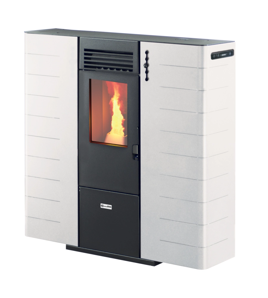 Stufa a pellet slim canalizzata canadian stove "slim 10c" bianco 9,0 kw