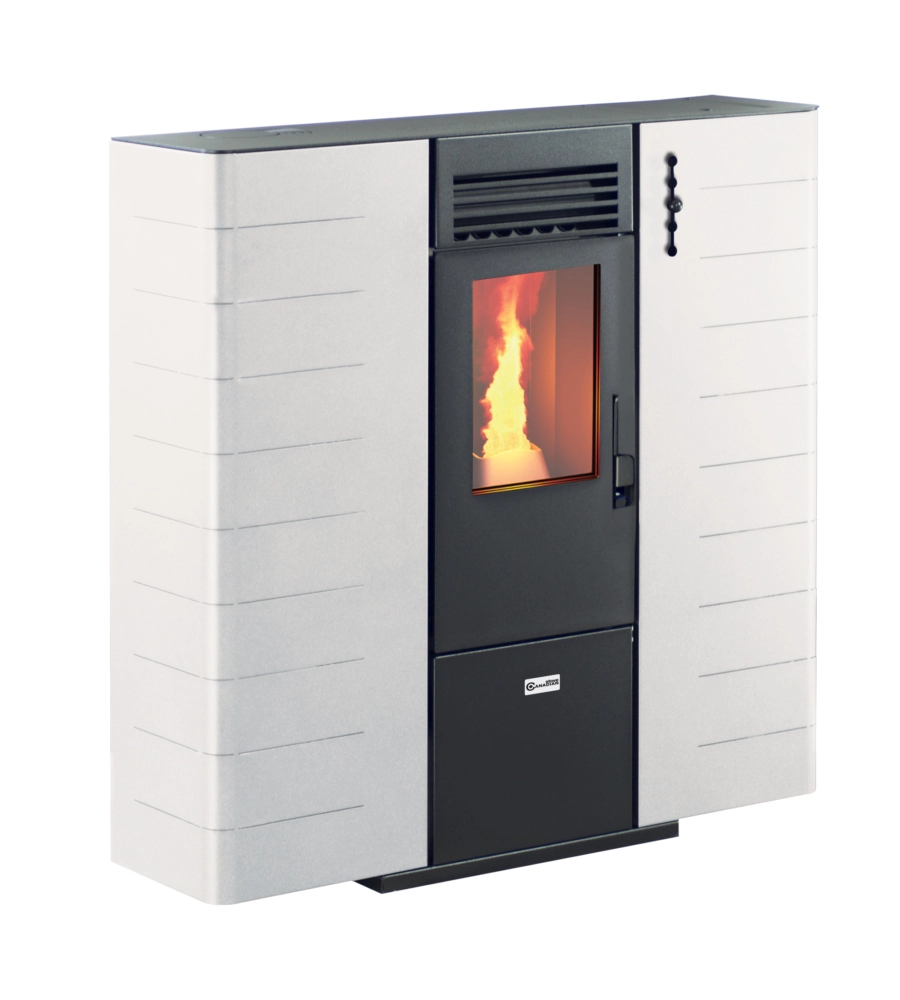 Stufa a pellet slim canalizzata canadian stove "slim 10c" bianco 9,0 kw