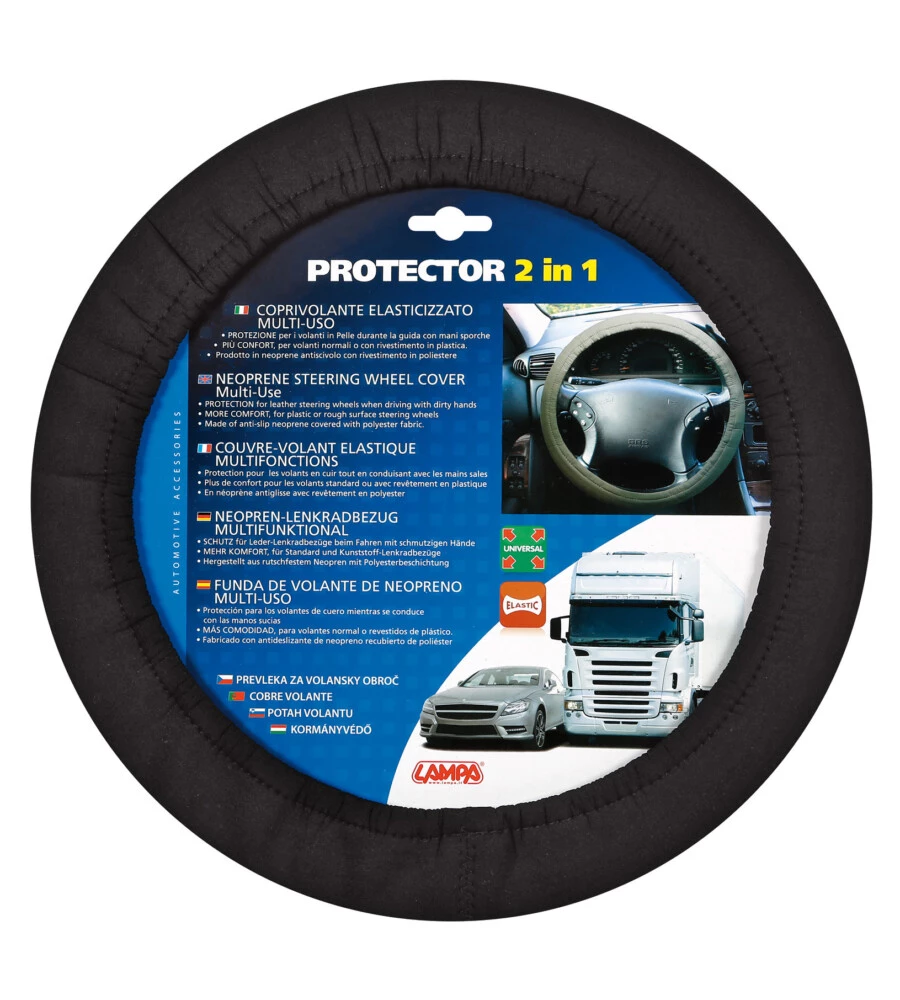 Protector 2 in 1, coprivolante elasticizzato in poliestere - nero  33146