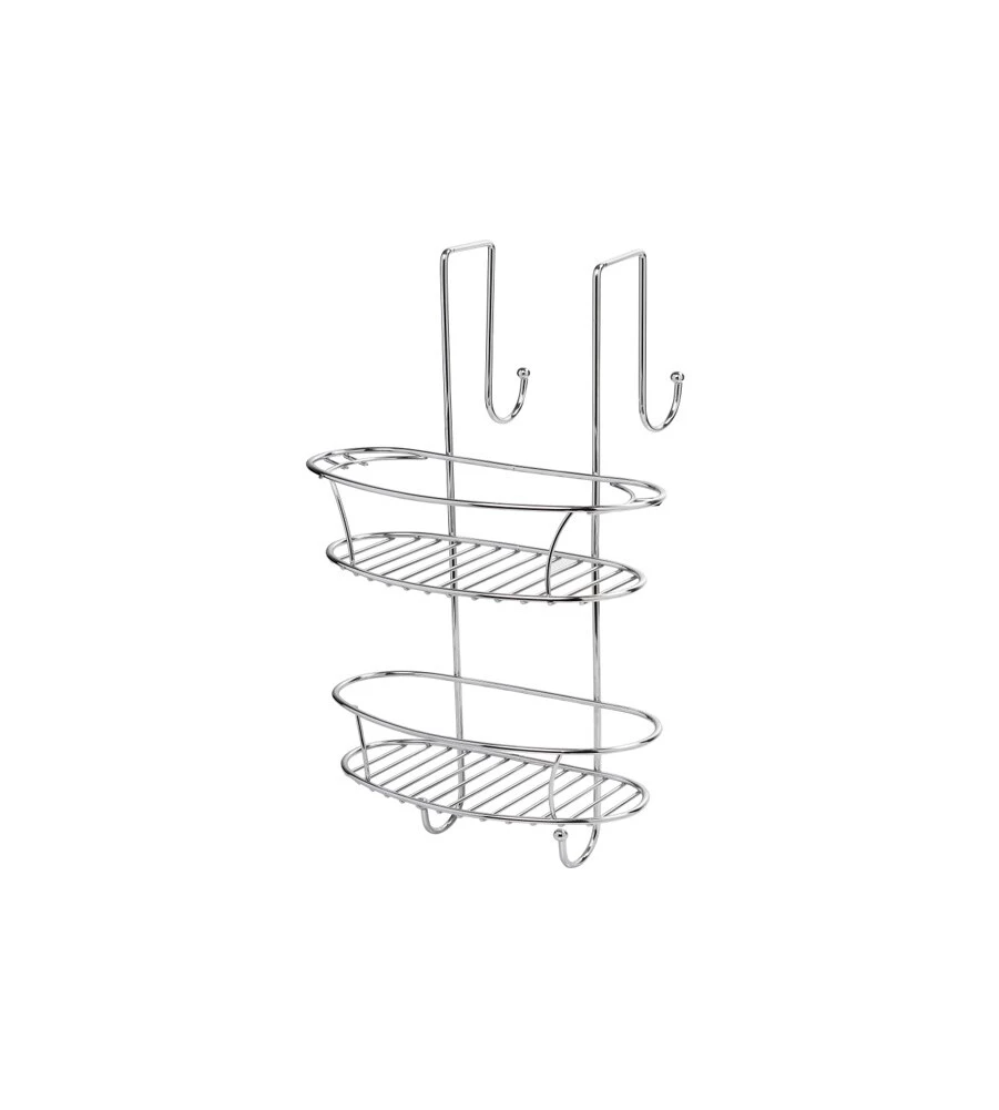 Porta oggetti per doccia con 2 ripiani - in acciaio cromato