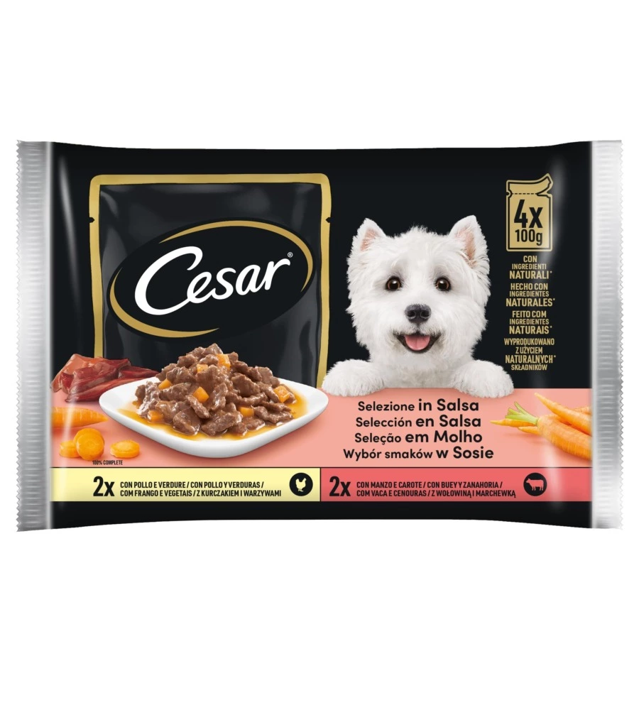 Cesar - umido per cani in salsa, 4 pz