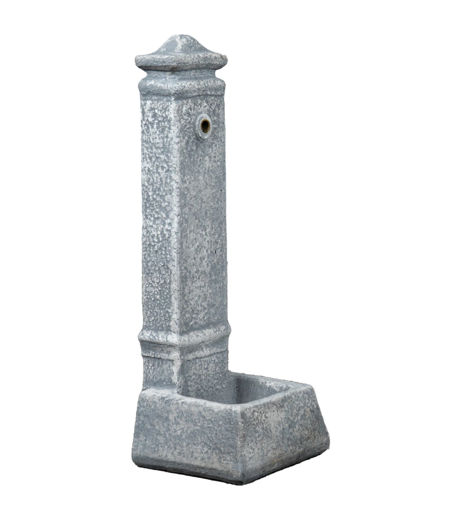 Fontana da giardino vedovella "isernia"  in cemento anticato grigio, 29,8x26x79 cm - kam