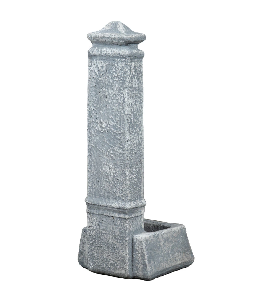 Fontana da giardino vedovella "isernia"  in cemento anticato grigio, 29,8x26x79 cm - kam