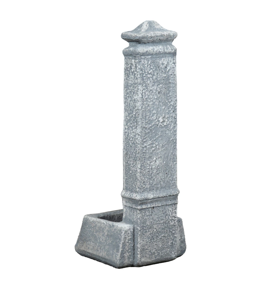 Fontana da giardino vedovella "isernia"  in cemento anticato grigio, 29,8x26x79 cm - kam