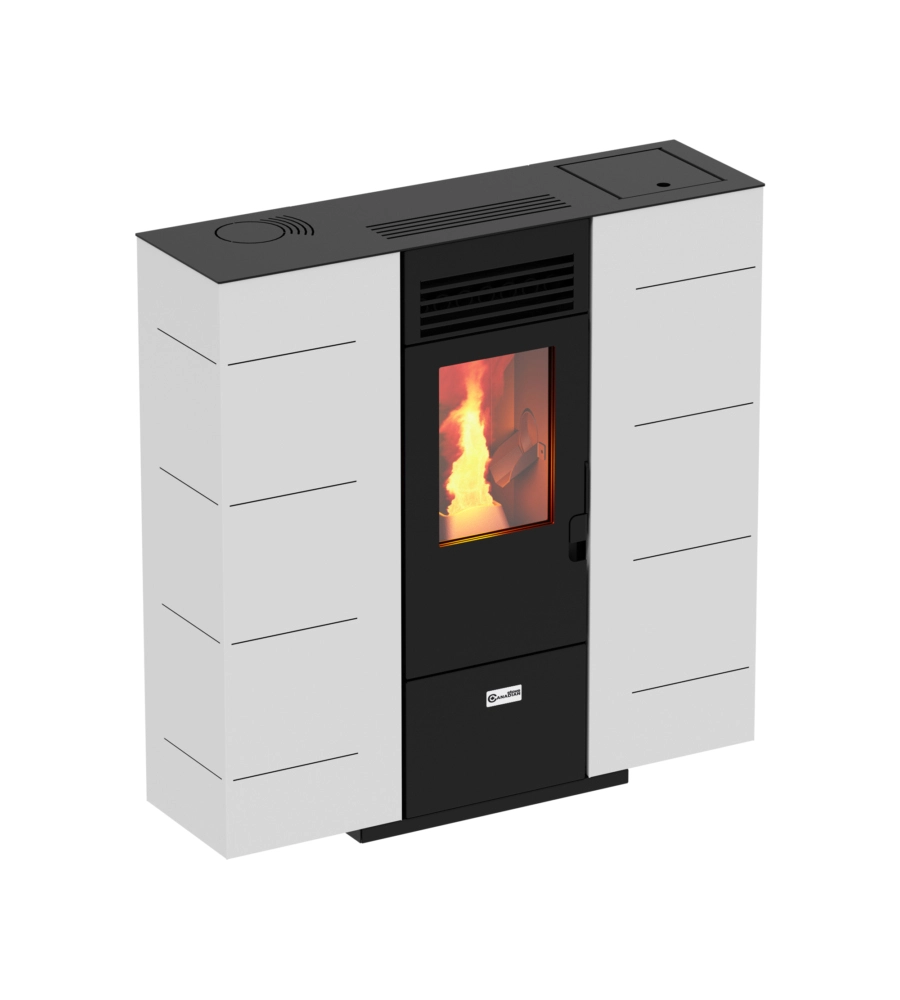 Stufa a pellet slim canadian stove "slim 6" bianco 6,14 kw