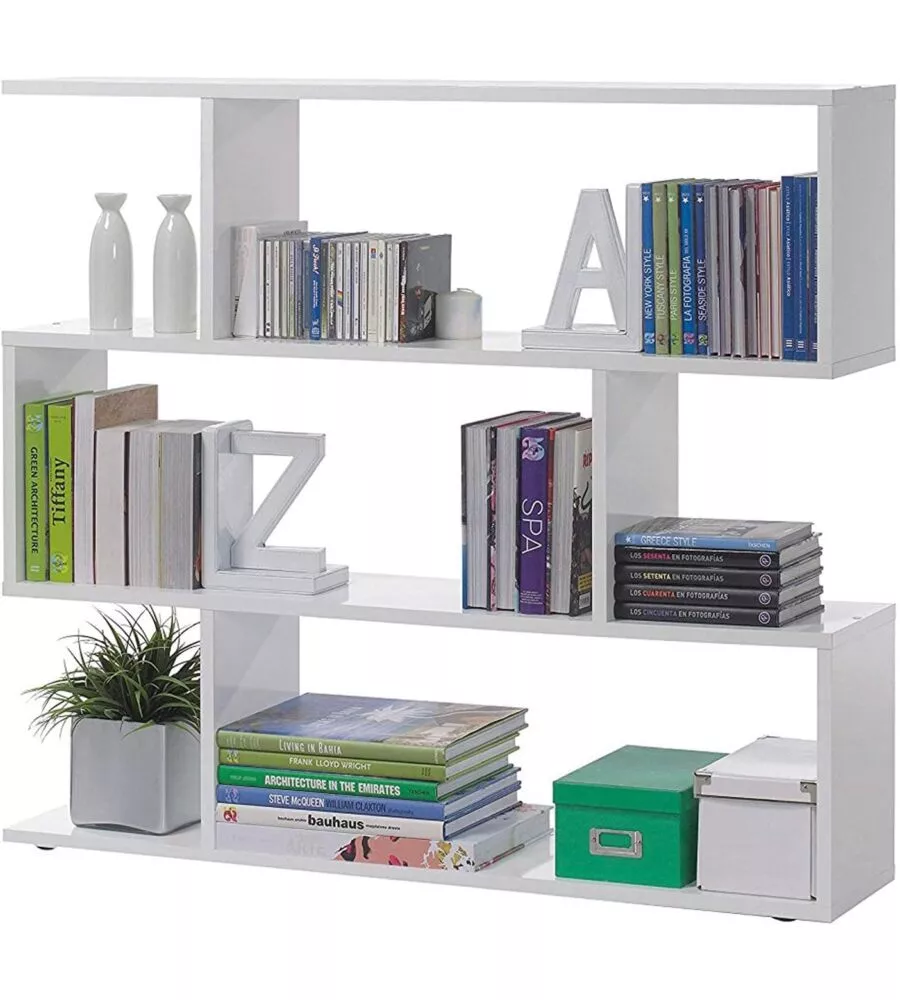 Libreria "athena" bianco lucido, 110x25x97 cm