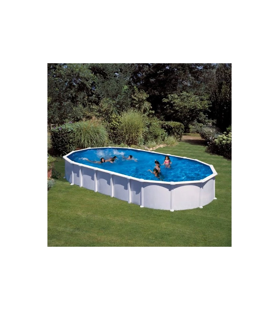 Piscina fuori terra ovale gre "haiti" in acciaio colore bianco 1000x550x132 - cod. kitprov10288