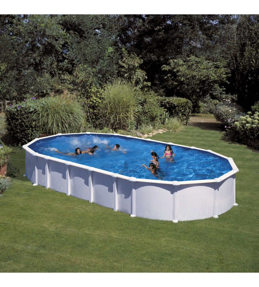 Piscina fuori terra ovale gre "haiti" in acciaio colore bianco 915x470x132 - cod. kitprov9188