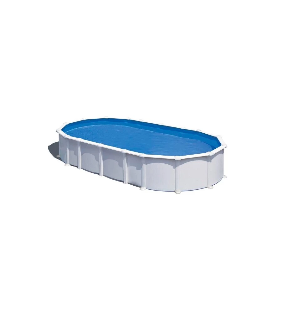 Piscina fuori terra ovale gre "haiti" in acciaio colore bianco 730x375x132 - cod. kitprov7388