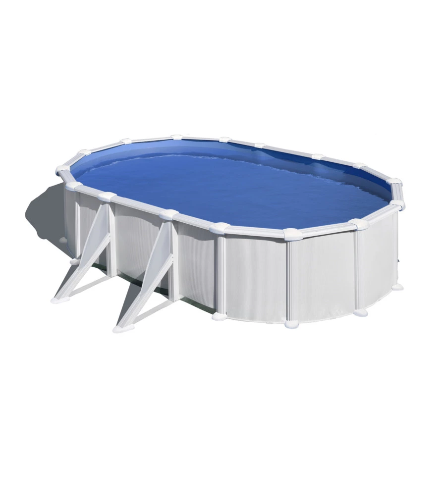 Piscina fuori terra ovale gre "atlantis" in acciaio colore bianco 610x375x132 - cod. kitprov618