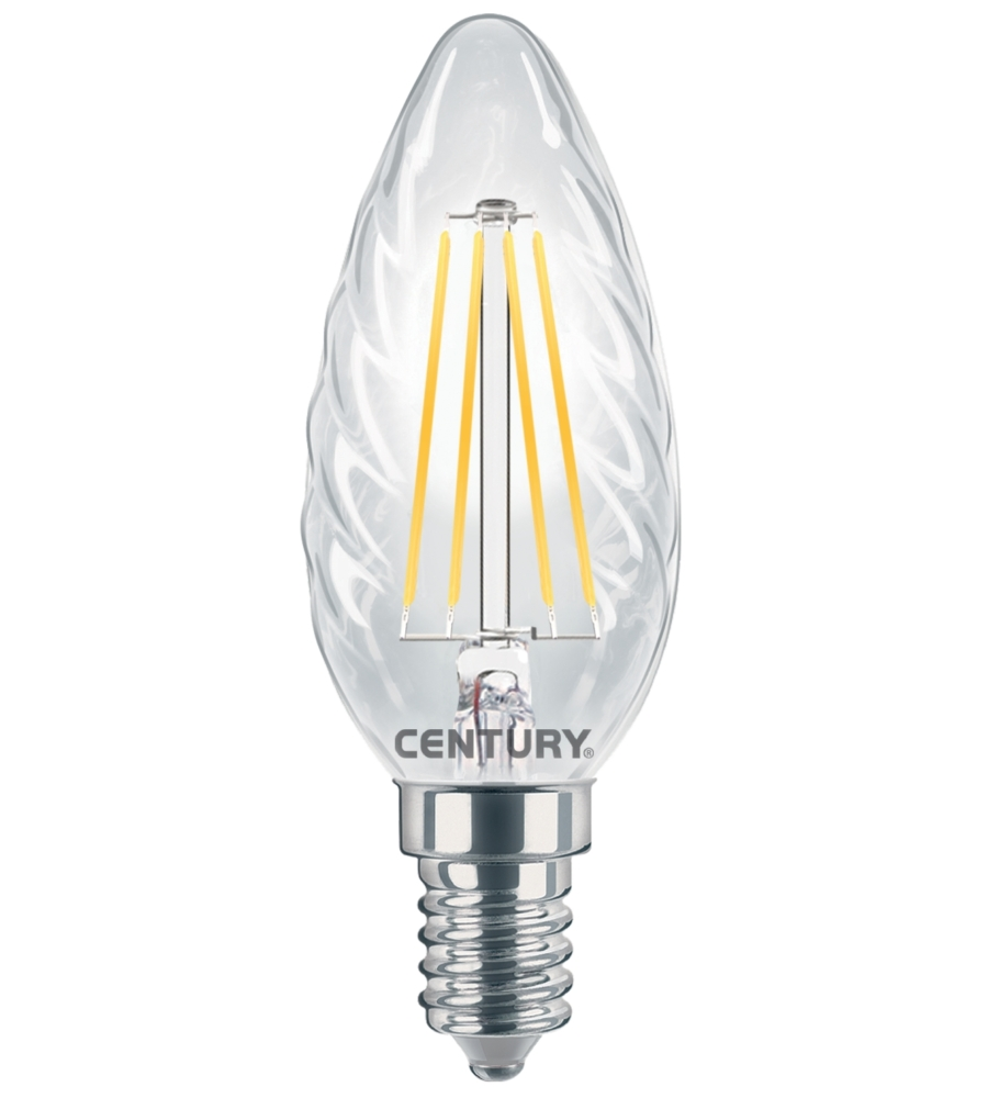 Lampadina led candela incanto tortiglione 4w e14 2700k 440 lm