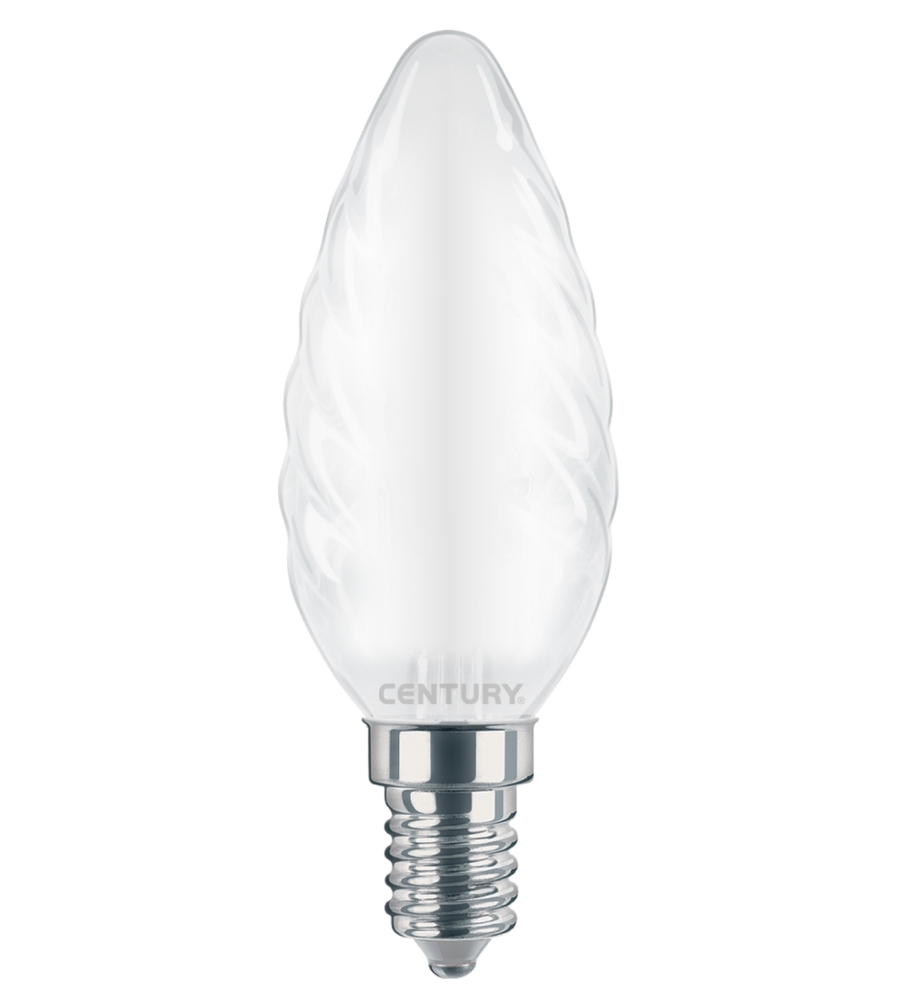 Lampadina led incanto saten candela tortiglione 4w e14 3000k 470 lm