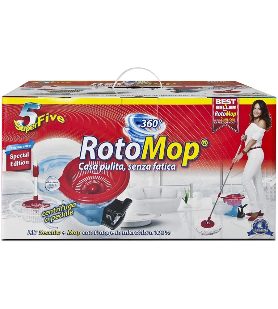 Lavapavimenti rotomop kit 360° con pedale.