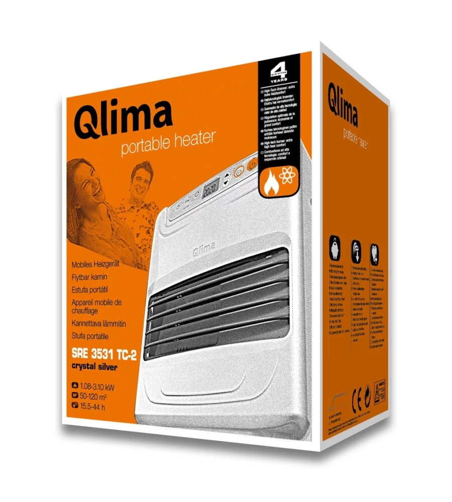 Stufa a combustibile liquido qlima "sre 3531 tc2" bianco 3,1 kw