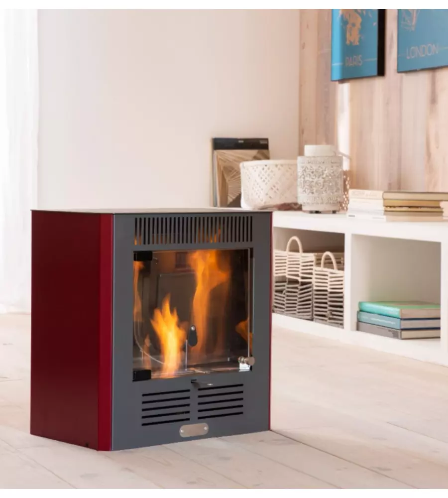 Stufa a bioetanolo tecno air system "mini ruby" bordeaux 2,3 kw