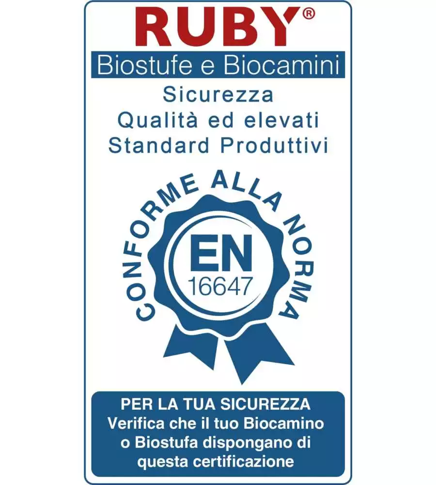 Stufa a bioetanolo tecno air system "ruby modello mini ruby" bordeaux, 2,3 kw