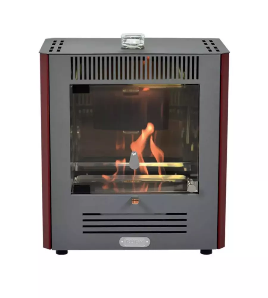 Stufa a bioetanolo tecno air system "mini ruby" bordeaux 2,3 kw