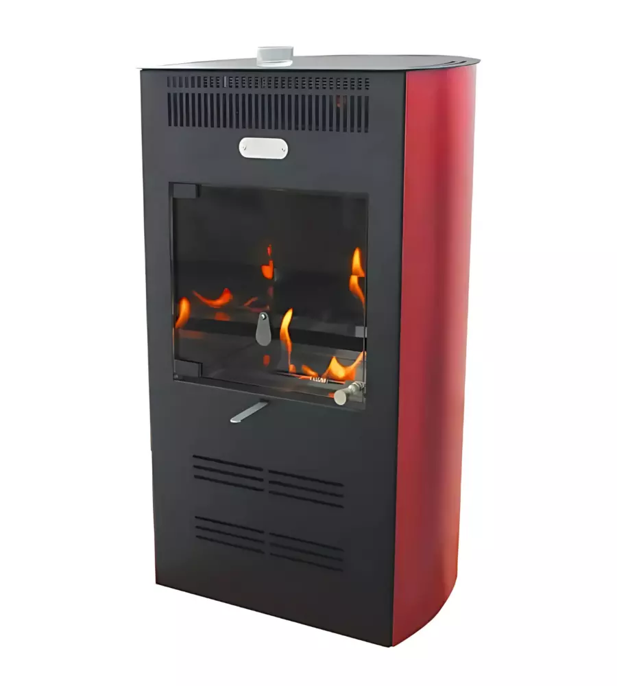 Stufa a bioetanolo ventilata tecno air system "ruby elegance" bordeaux 3 kw