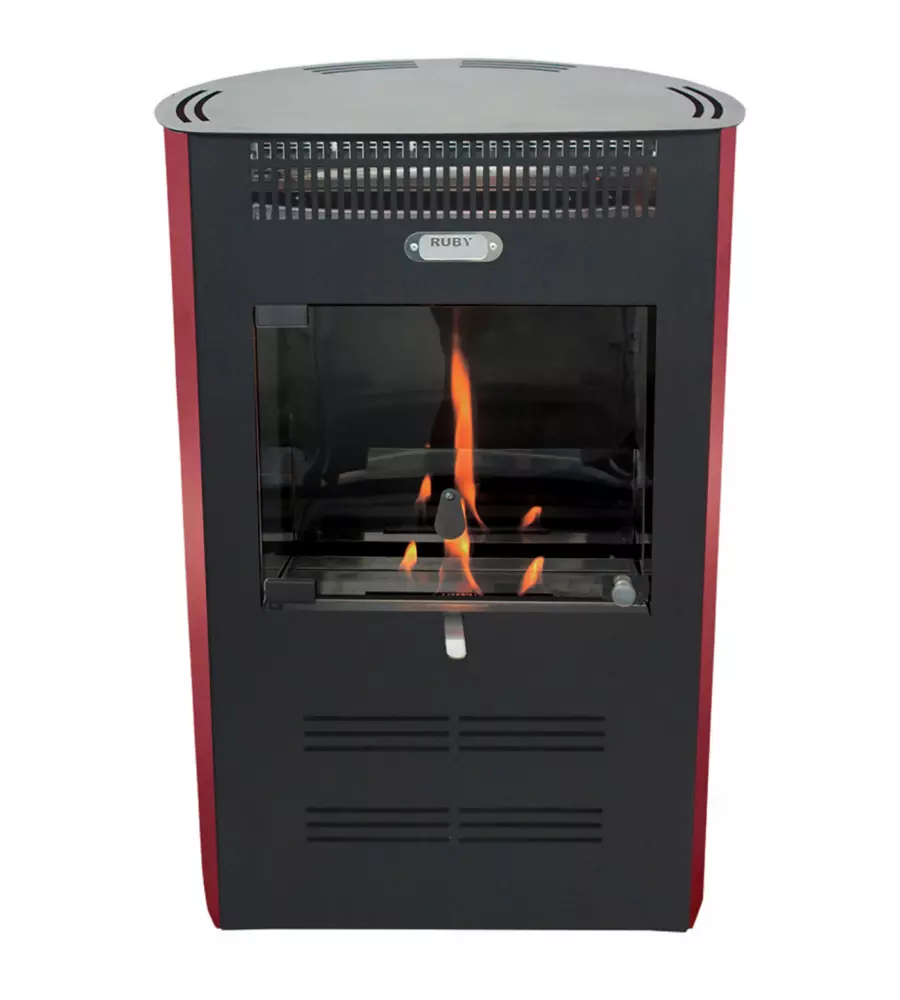 Stufa a bioetanolo ventilata tecno air system "ruby elegance" bordeaux 3 kw