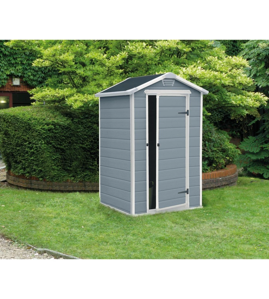 Casetta da giardino keter "manor 4x3" in resina colore grigio con porta battente singola 129x103x196 cm