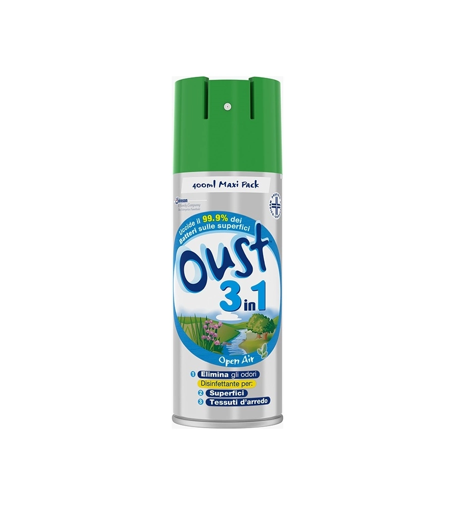 Disinfettante spray elimina odori oust "open air fresh garden" 3 in 1, 400 ml