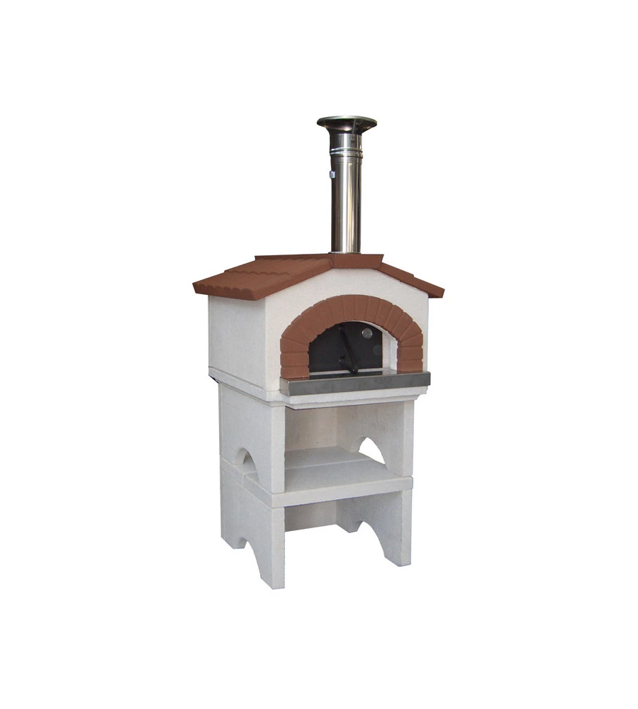 Forno pizza a legna linea vz "garden chef" in cemento e acciaio, 55x59 cm