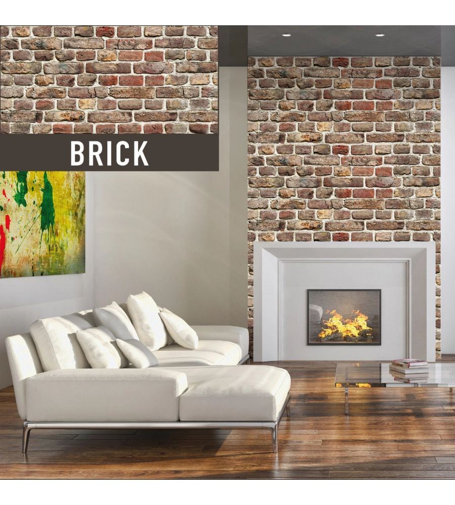 Lastra decorativa in polipropilene con stampa effetto brick, 100x50 cm