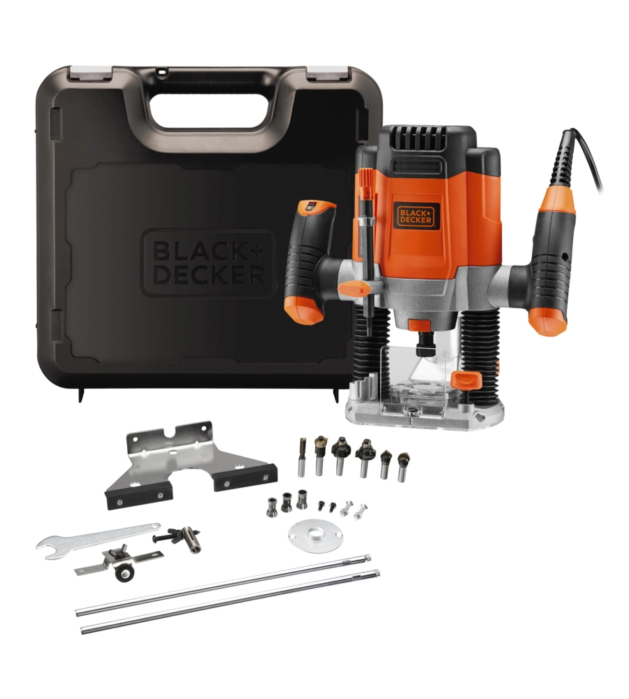 Elettrofresatrice 1200 w in valigetta con 6 frese - black decker kw1200eka-qs.