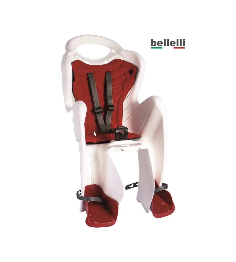 Bellelli seggiolino bici posteriore mr fox bianco rosso con b-fix