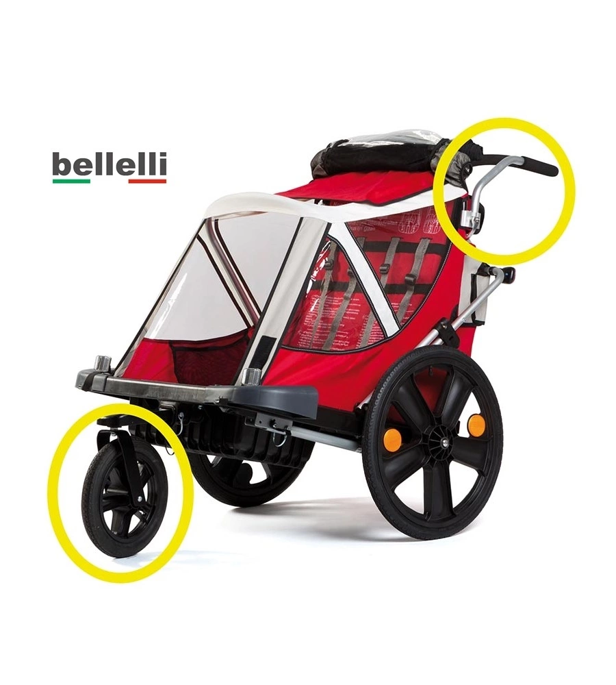 Carrello passeggino per bici bellelli "kit urban" con maniglione