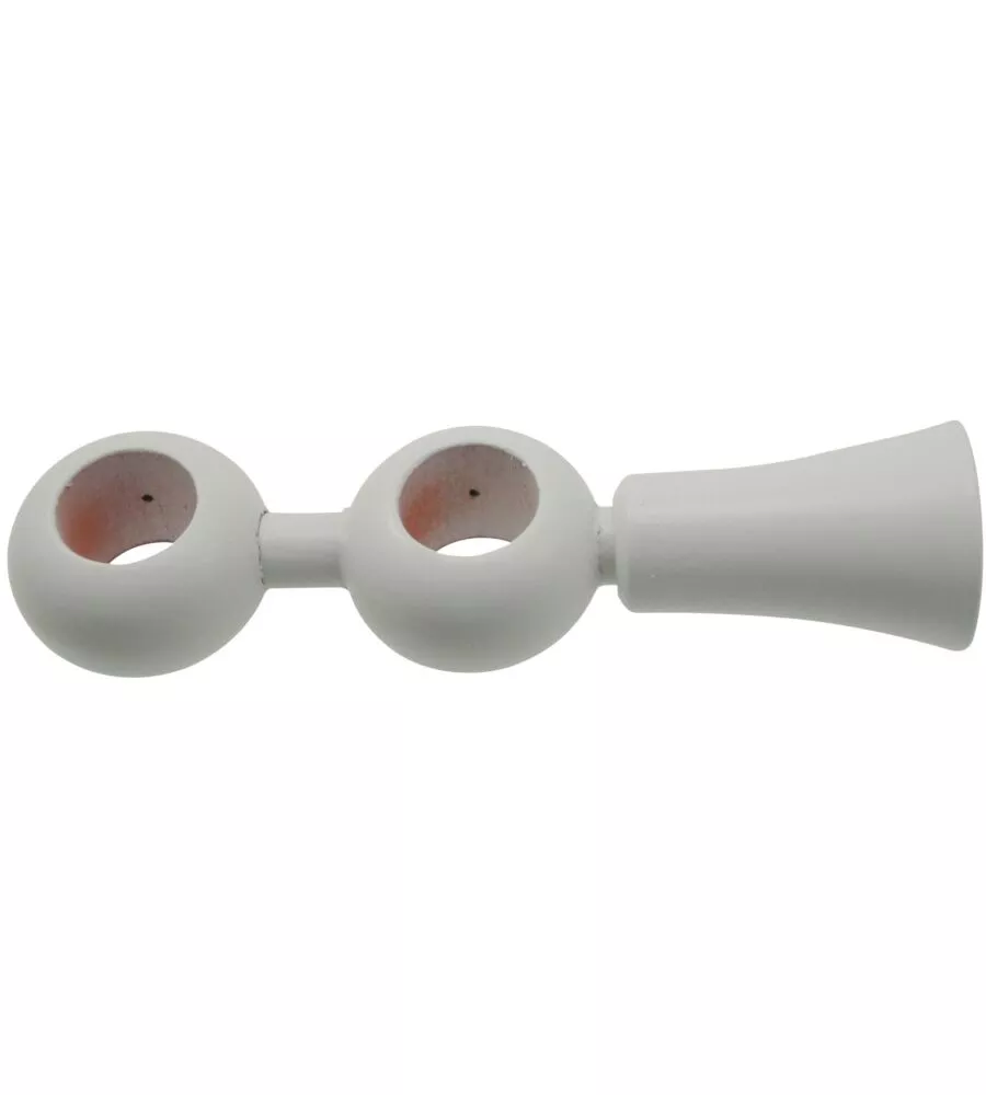 Supporto regolabile per doppio bastone Ø23mm con viti e tasselli - colore bianco.