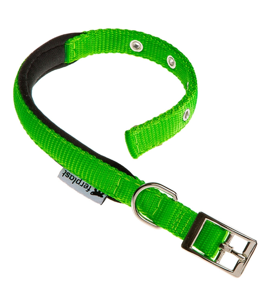 Collare in nylon modello c20/43 imbottito per cane in colore verde.