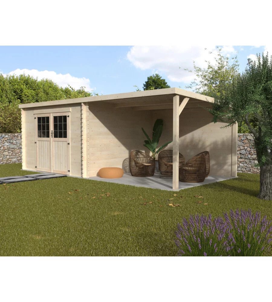 Casetta in legno da giardino decor et jardin "eden" in abete bianco nordico 610x301x209 cm