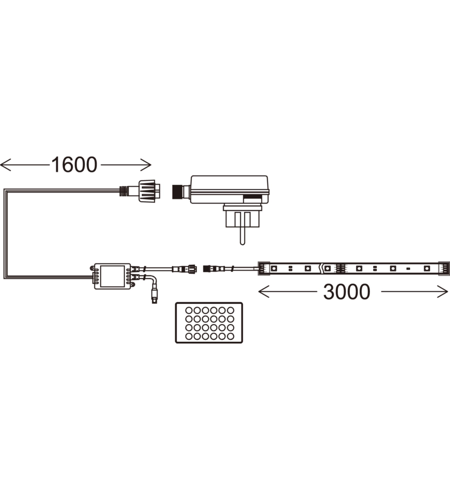 Striscia led 3 mt con telecomando, 18w