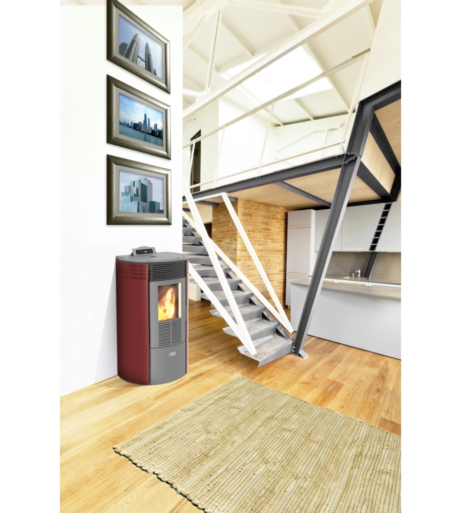 Stufa a pellet canadian stove "columbia 8" bordeaux 6,3 kw