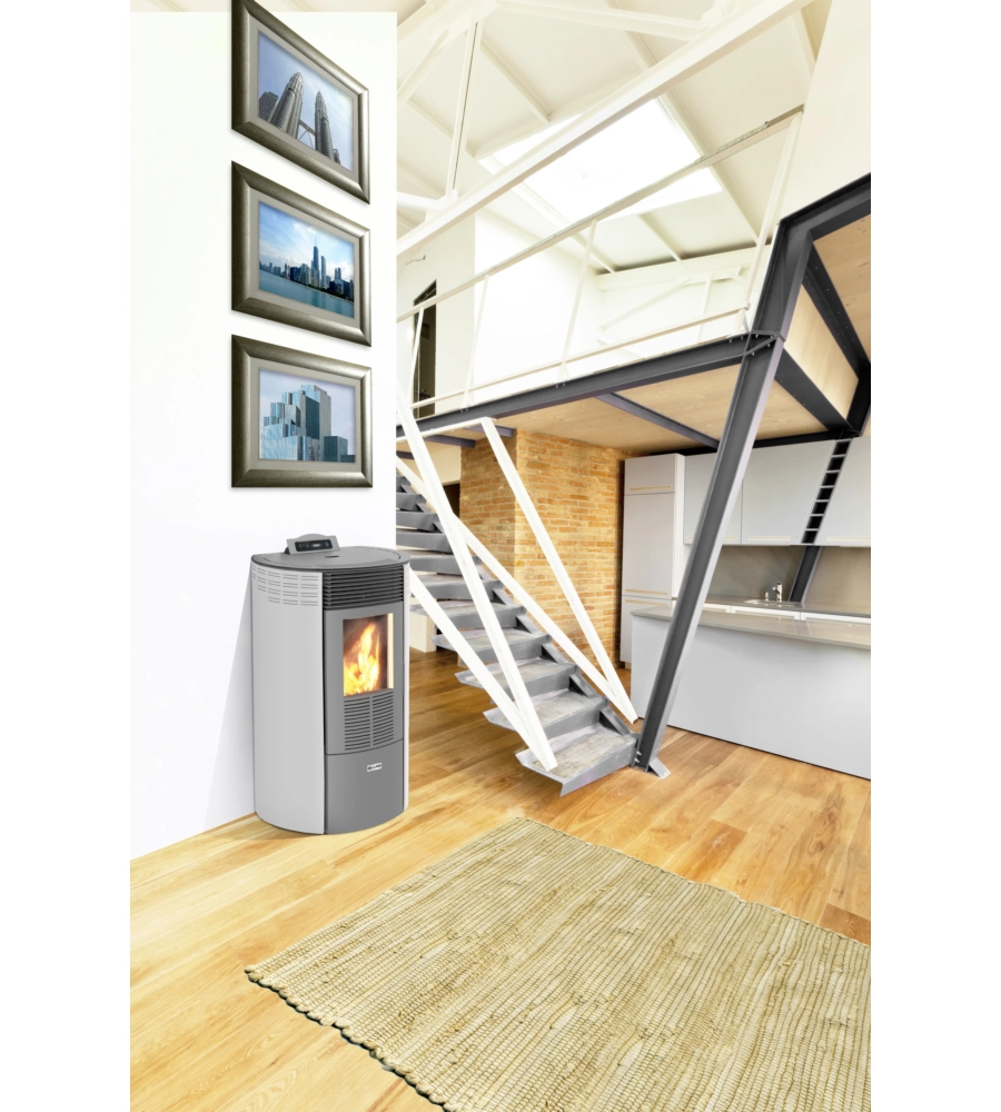 Stufa a pellet canadian stove "columbia 8" bianco 6,3 kw