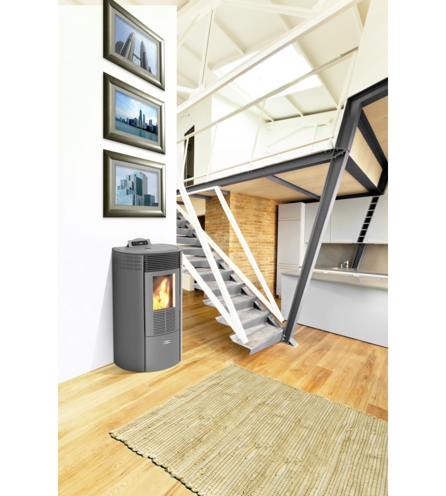 Stufa a pellet canadian stove "columbia 8" grigio 6,3 kw